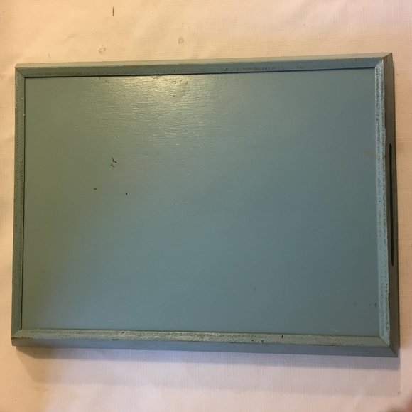 Painted Wood Serving Tray Blue Handles Ducks Goose Geese Wreaths Ribbons VTG 80s - Picture 5 of 12